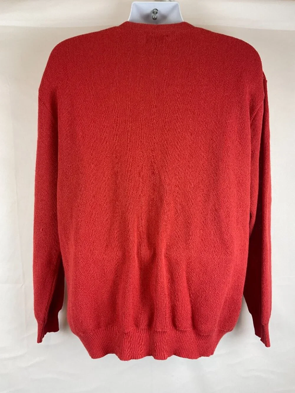 Andean Alpaca Wool Sweater XL Salmon Pink V-Neck Long Sleeve